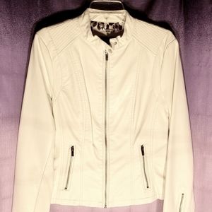 Cream Faux Leather Jacket